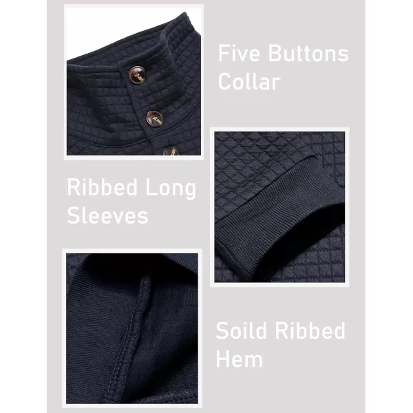 COOFANDY Men Quarter Collar Sweatshirt Pullover Long Sleeve Waffle Fashion Pullover
