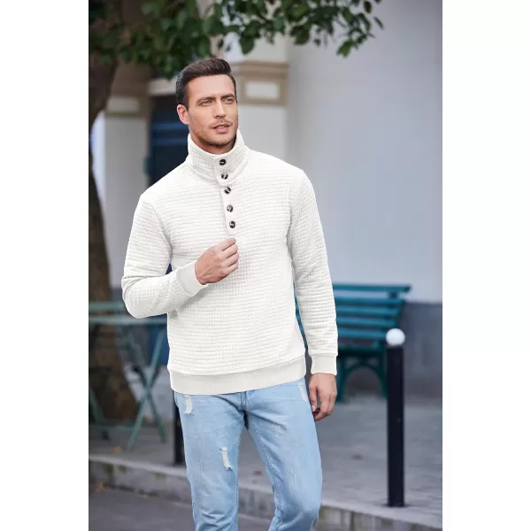 COOFANDY Men Quarter Collar Sweatshirt Pullover Long Sleeve Waffle Fashion Pullover