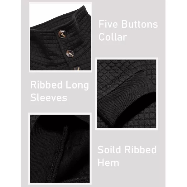 COOFANDY Men Quarter Collar Sweatshirt Pullover Long Sleeve Waffle Fashion Pullover