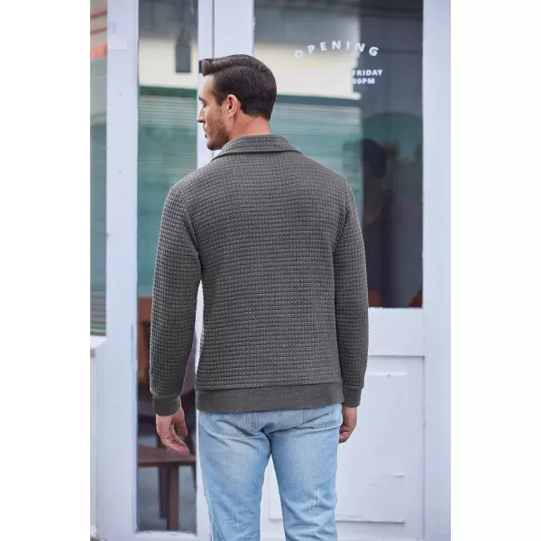 COOFANDY Men Quarter Collar Sweatshirt Pullover Long Sleeve Waffle Fashion Pullover