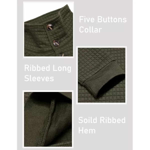 COOFANDY Men Quarter Collar Sweatshirt Pullover Long Sleeve Waffle Fashion Pullover
