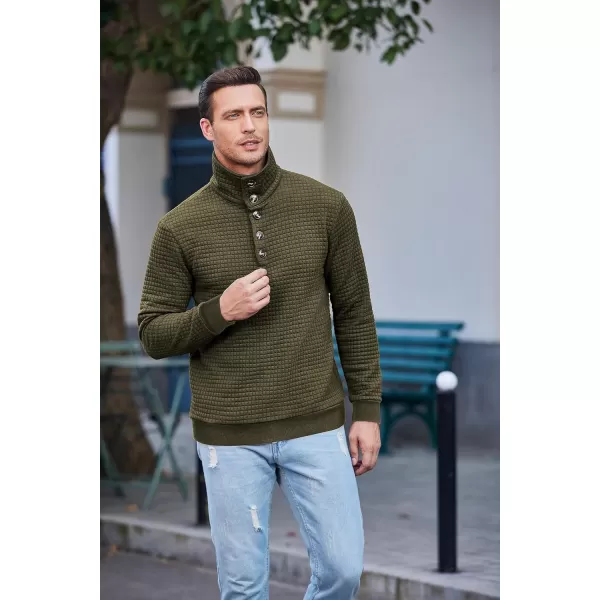COOFANDY Men Quarter Collar Sweatshirt Pullover Long Sleeve Waffle Fashion Pullover
