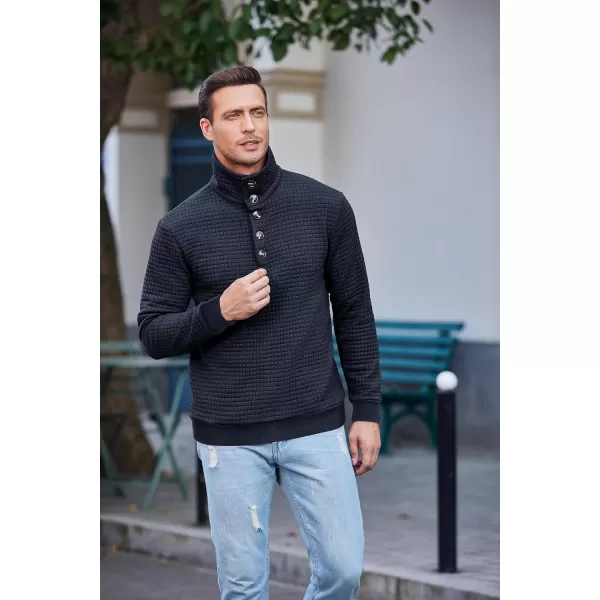 COOFANDY Men Quarter Collar Sweatshirt Pullover Long Sleeve Waffle Fashion Pullover