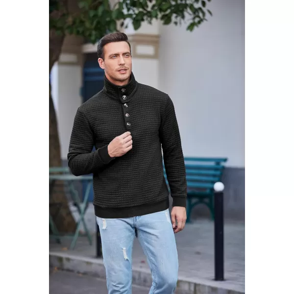 COOFANDY Men Quarter Collar Sweatshirt Pullover Long Sleeve Waffle Fashion Pullover