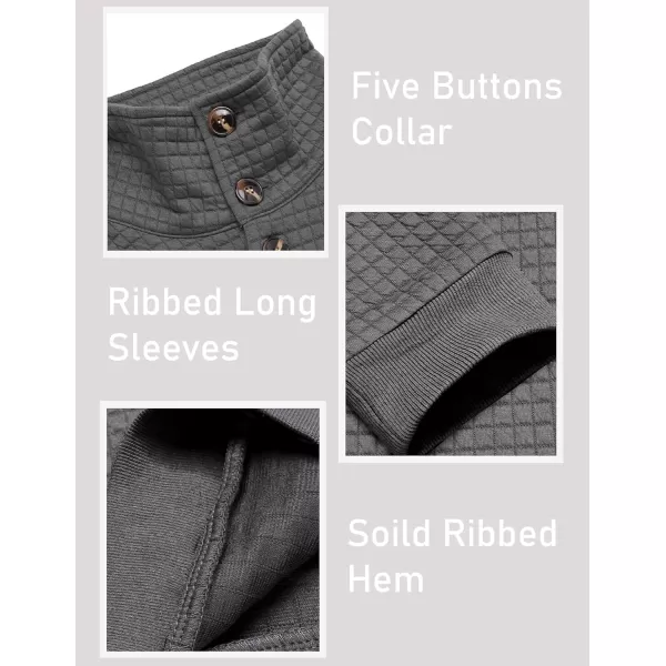 COOFANDY Men Quarter Collar Sweatshirt Pullover Long Sleeve Waffle Fashion Pullover