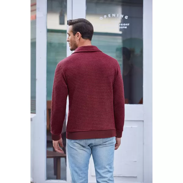 COOFANDY Men Quarter Collar Sweatshirt Pullover Long Sleeve Waffle Fashion Pullover