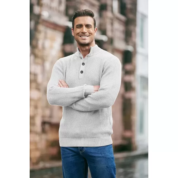 COOFANDY Men Stand Collar Sweater Knit Henley Long Sleeve Quarter Button Pullover