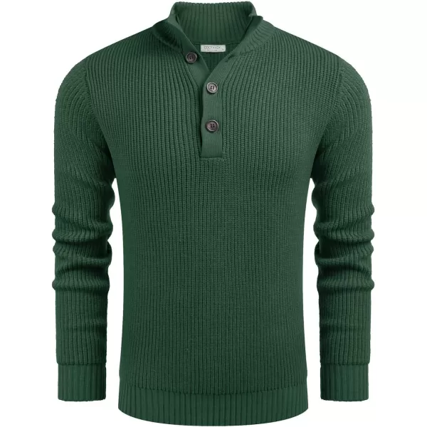 COOFANDY Men Stand Collar Sweater Knit Henley Long Sleeve Quarter Button Pullover