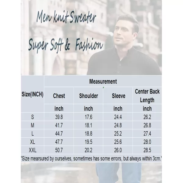 COOFANDY Men Stand Collar Sweater Knit Henley Long Sleeve Quarter Button Pullover