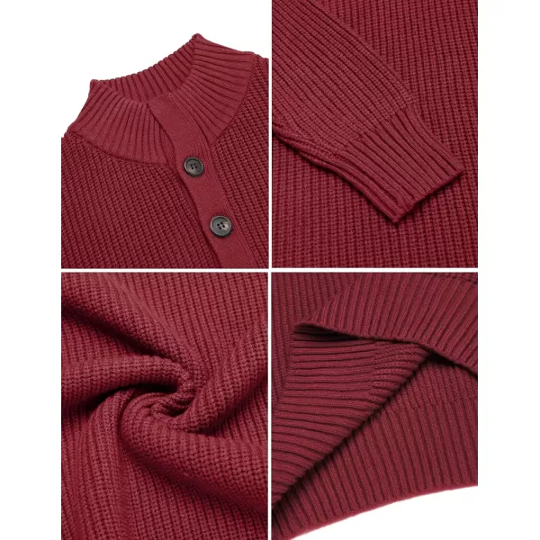 COOFANDY Men Stand Collar Sweater Knit Henley Long Sleeve Quarter Button Pullover