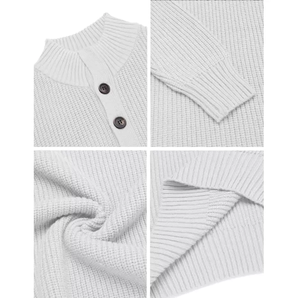 COOFANDY Men Stand Collar Sweater Knit Henley Long Sleeve Quarter Button Pullover