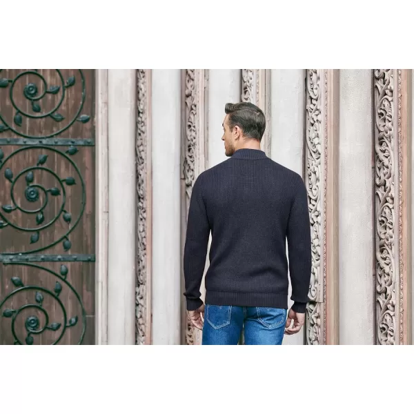 COOFANDY Men Stand Collar Sweater Knit Henley Long Sleeve Quarter Button Pullover