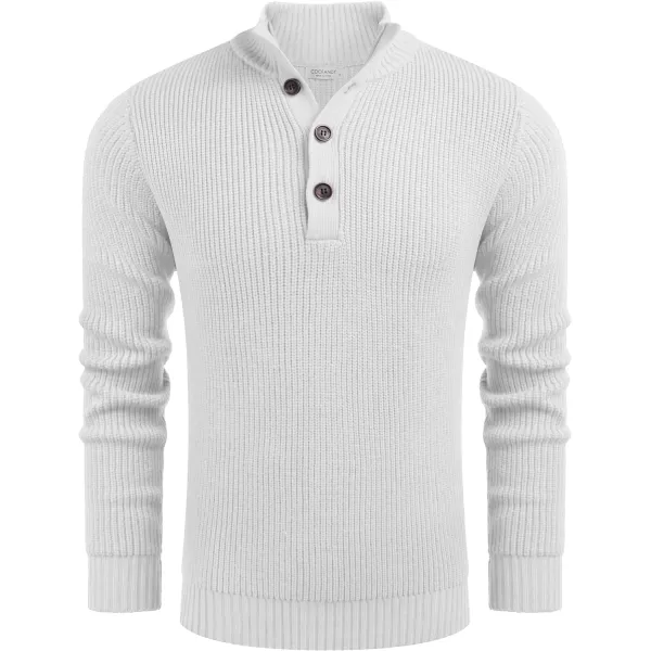 COOFANDY Men Stand Collar Sweater Knit Henley Long Sleeve Quarter Button Pullover