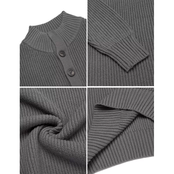 COOFANDY Men Stand Collar Sweater Knit Henley Long Sleeve Quarter Button Pullover