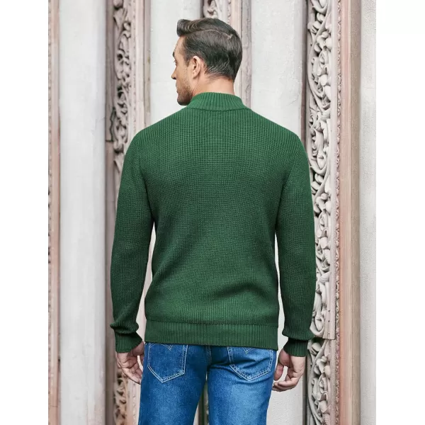 COOFANDY Men Stand Collar Sweater Knit Henley Long Sleeve Quarter Button Pullover