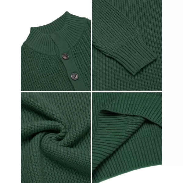 COOFANDY Men Stand Collar Sweater Knit Henley Long Sleeve Quarter Button Pullover