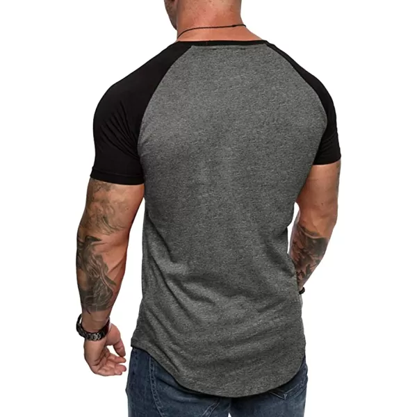 COOFANDY Men's 2 Packs Gym Muscle T Shirts Fitness Workout Baseball Tee Shirts