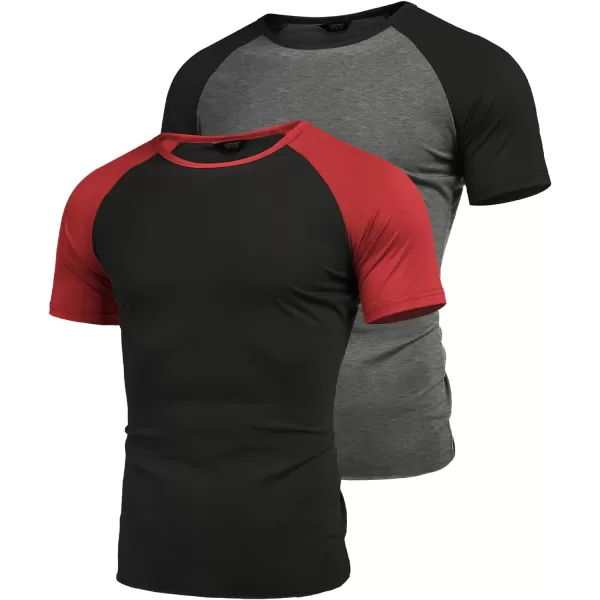 COOFANDY Men's 2 Packs Gym Muscle T Shirts Fitness Workout Baseball Tee Shirts