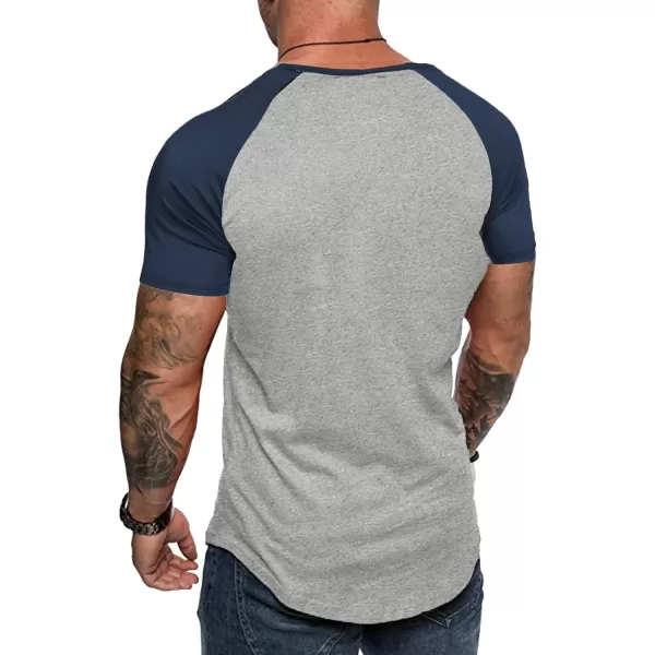 COOFANDY Men's 2 Packs Gym Muscle T Shirts Fitness Workout Baseball Tee Shirts