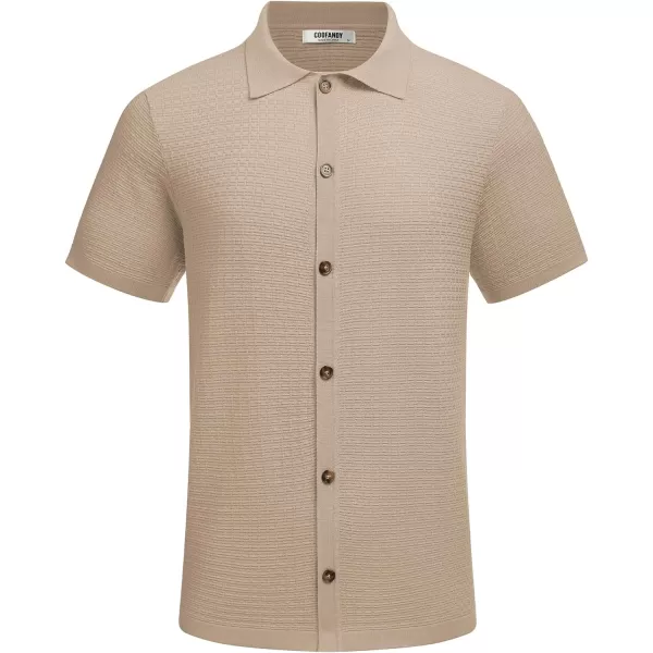 COOFANDY Men's 2 Piece Short Sets Casual Button Down Shirt and Shorts Set Knit Polo Set Vintage Summer Beach Outfits