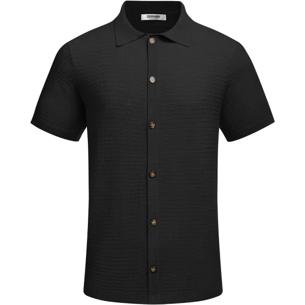 COOFANDY Men's 2 Piece Short Sets Casual Button Down Shirt and Shorts Set Knit Polo Set Vintage Summer Beach Outfits