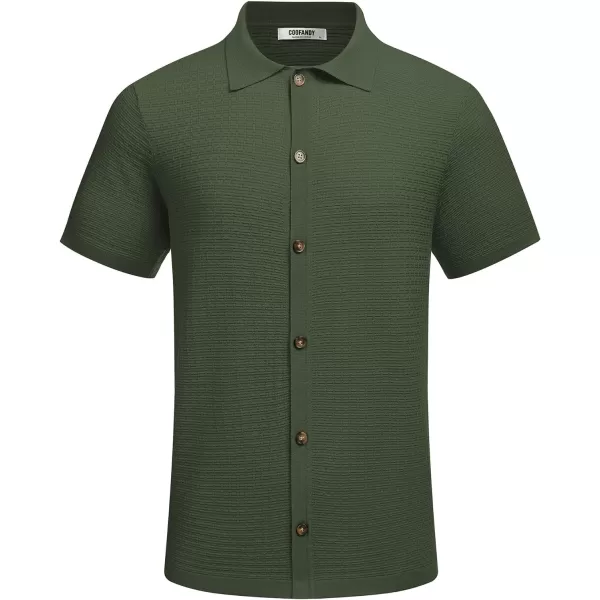 COOFANDY Men's 2 Piece Short Sets Casual Button Down Shirt and Shorts Set Knit Polo Set Vintage Summer Beach Outfits