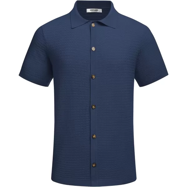 COOFANDY Men's 2 Piece Short Sets Casual Button Down Shirt and Shorts Set Knit Polo Set Vintage Summer Beach Outfits