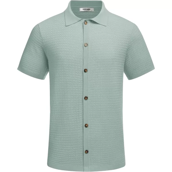 COOFANDY Men's 2 Piece Short Sets Casual Button Down Shirt and Shorts Set Knit Polo Set Vintage Summer Beach Outfits