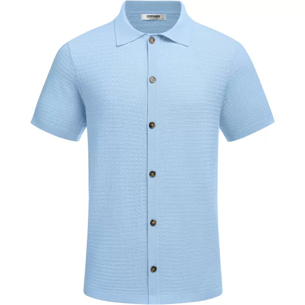 COOFANDY Men's 2 Piece Short Sets Casual Button Down Shirt and Shorts Set Knit Polo Set Vintage Summer Beach Outfits