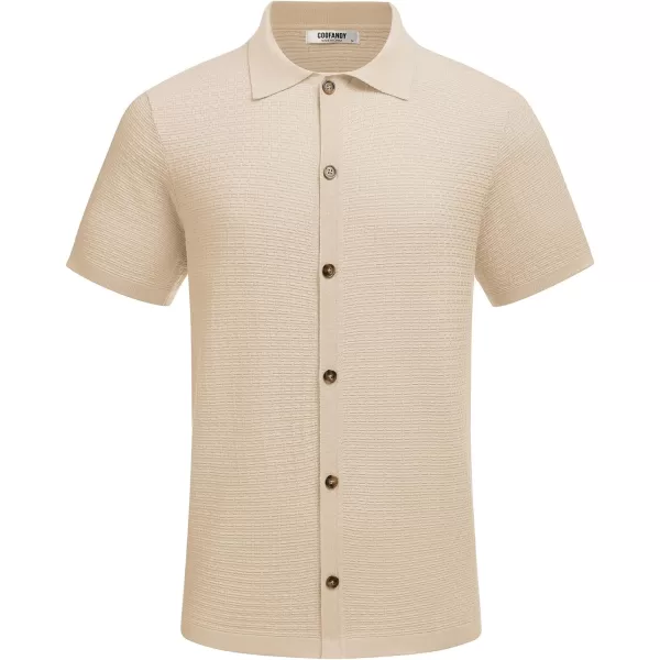 COOFANDY Men's 2 Piece Short Sets Casual Button Down Shirt and Shorts Set Knit Polo Set Vintage Summer Beach Outfits