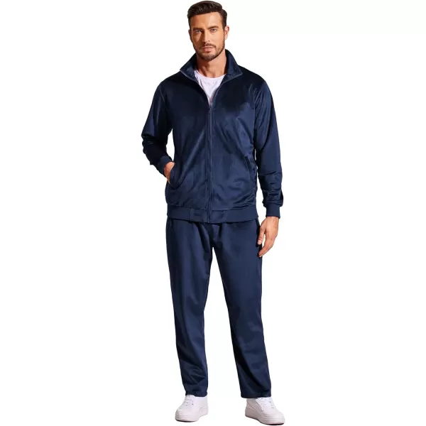 COOFANDY Mens 2 Piece Velour Tracksuit Full Zip Jackets Pants Velvet Jogging Suits Sweatsuit Set