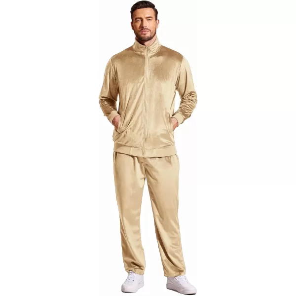 COOFANDY Mens 2 Piece Velour Tracksuit Full Zip Jackets Pants Velvet Jogging Suits Sweatsuit Set