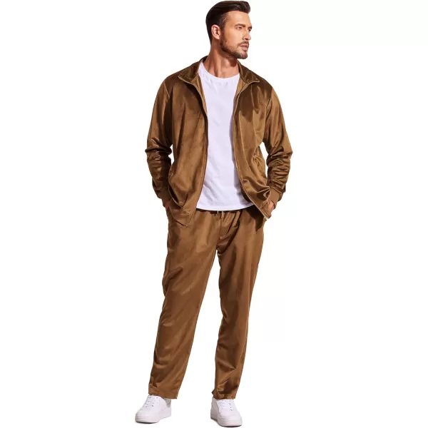 COOFANDY Mens 2 Piece Velour Tracksuit Full Zip Jackets Pants Velvet Jogging Suits Sweatsuit Set
