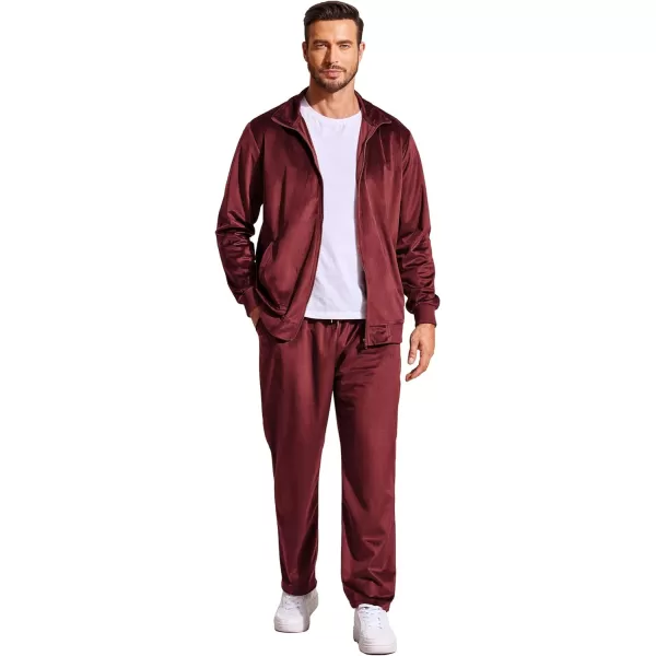 COOFANDY Mens 2 Piece Velour Tracksuit Full Zip Jackets Pants Velvet Jogging Suits Sweatsuit Set