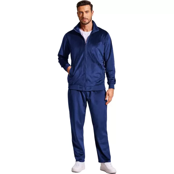 COOFANDY Mens 2 Piece Velour Tracksuit Full Zip Jackets Pants Velvet Jogging Suits Sweatsuit Set