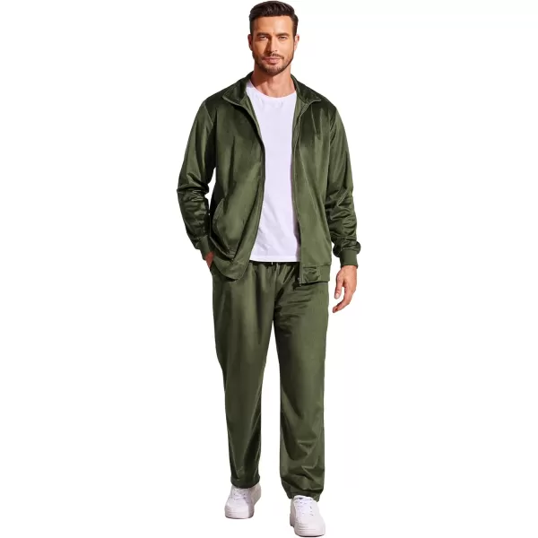 COOFANDY Mens 2 Piece Velour Tracksuit Full Zip Jackets Pants Velvet Jogging Suits Sweatsuit Set