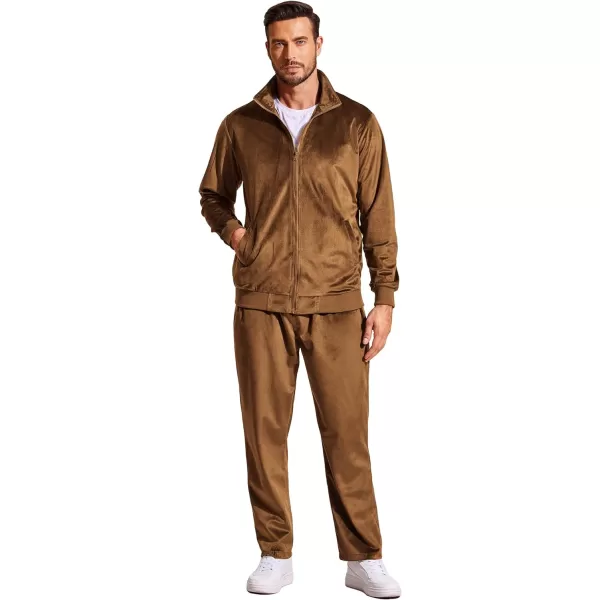 COOFANDY Mens 2 Piece Velour Tracksuit Full Zip Jackets Pants Velvet Jogging Suits Sweatsuit Set
