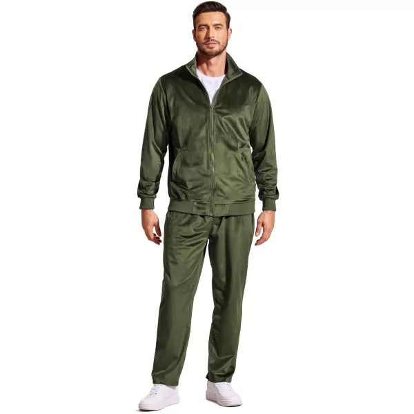 COOFANDY Mens 2 Piece Velour Tracksuit Full Zip Jackets Pants Velvet Jogging Suits Sweatsuit Set