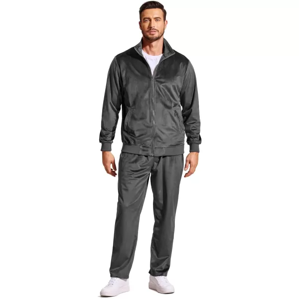 COOFANDY Mens 2 Piece Velour Tracksuit Full Zip Jackets Pants Velvet Jogging Suits Sweatsuit Set