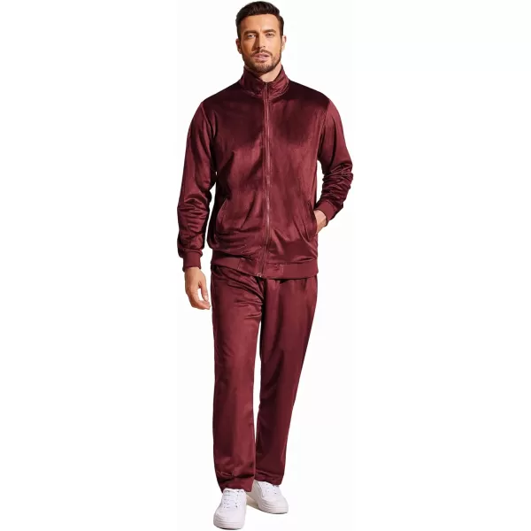 COOFANDY Mens 2 Piece Velour Tracksuit Full Zip Jackets Pants Velvet Jogging Suits Sweatsuit Set