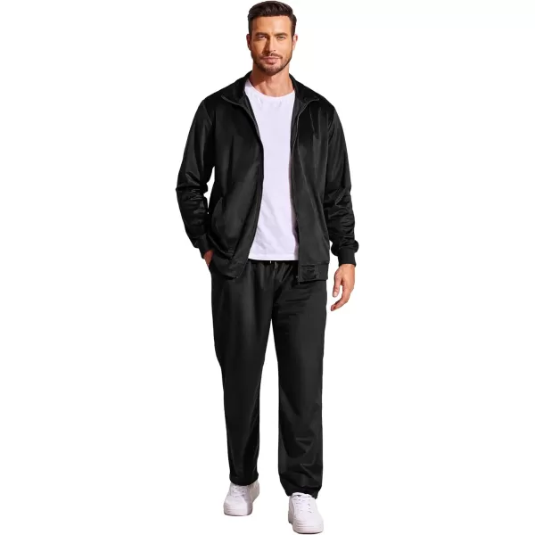 COOFANDY Mens 2 Piece Velour Tracksuit Full Zip Jackets Pants Velvet Jogging Suits Sweatsuit Set