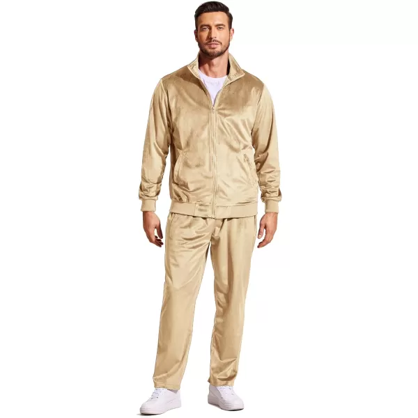 COOFANDY Mens 2 Piece Velour Tracksuit Full Zip Jackets Pants Velvet Jogging Suits Sweatsuit Set