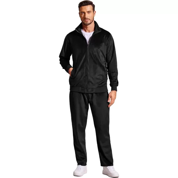 COOFANDY Mens 2 Piece Velour Tracksuit Full Zip Jackets Pants Velvet Jogging Suits Sweatsuit Set
