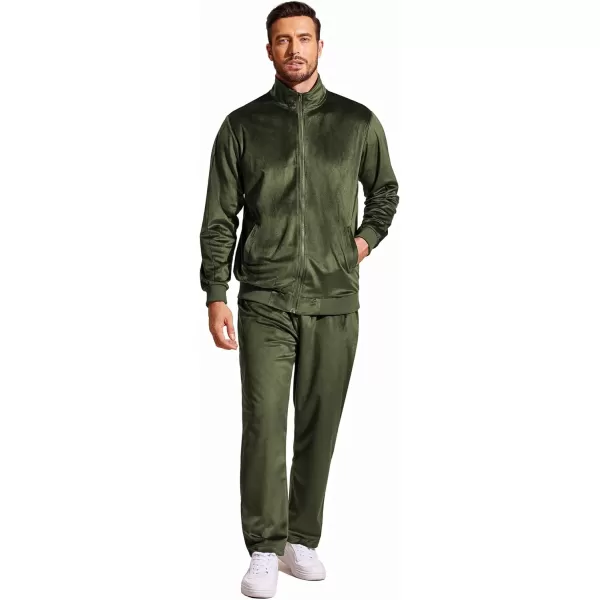 COOFANDY Mens 2 Piece Velour Tracksuit Full Zip Jackets Pants Velvet Jogging Suits Sweatsuit Set