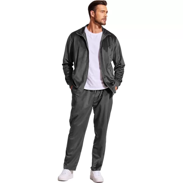 COOFANDY Mens 2 Piece Velour Tracksuit Full Zip Jackets Pants Velvet Jogging Suits Sweatsuit Set