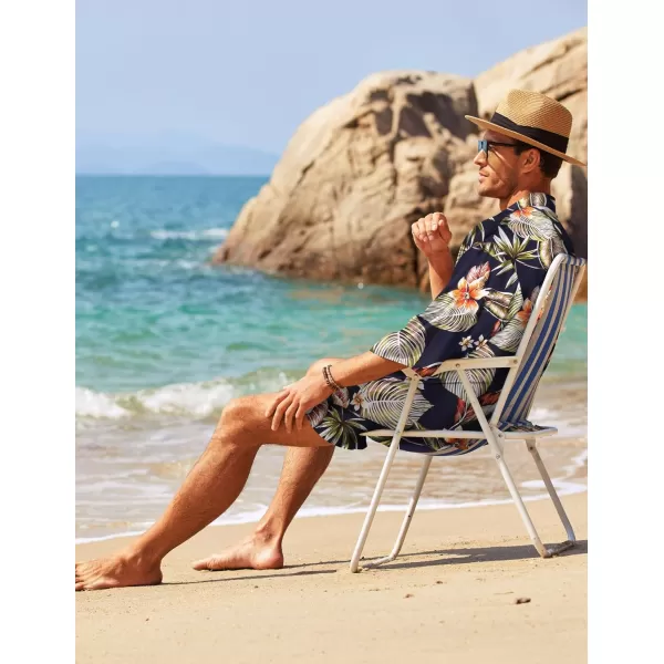COOFANDY Men's 2 Pieces Outfit Lightweight Kimono Cardigan Jacket Set Hawaiian Beach Shirt with Shorts)