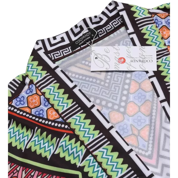 COOFANDY Mens African Dashiki Print Ruffle Shawl Collar Cardigan Lightweight Long Length Drape Cape