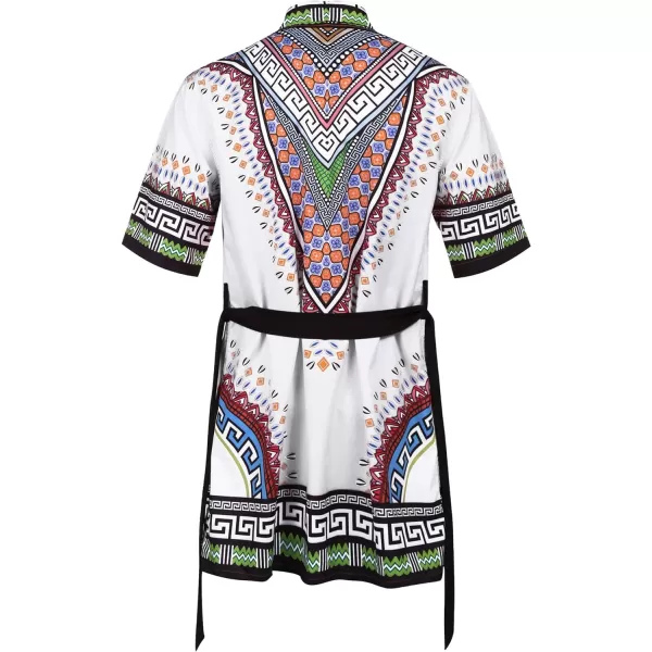 COOFANDY Mens African Dashiki Print Ruffle Shawl Collar Cardigan Lightweight Long Length Drape Cape