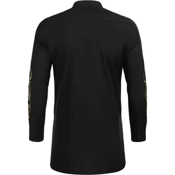 COOFANDY Men's African Dashiki Print Shirt Long Sleeve Button Down Shirt Bright Color Tribal Top Shirt