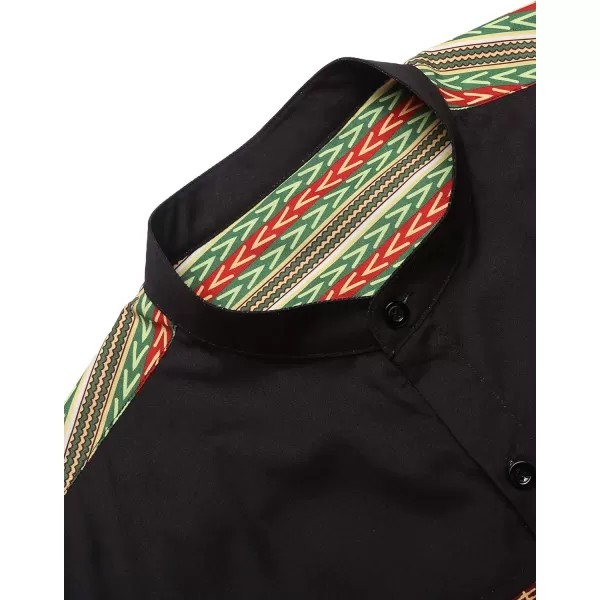 COOFANDY Men's African Dashiki Print Shirt Long Sleeve Button Down Shirt Bright Color Tribal Top Shirt